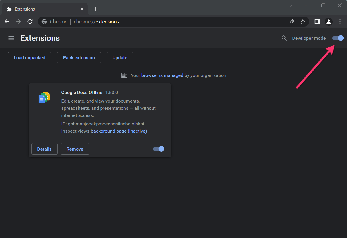 Chrome Extensions Page